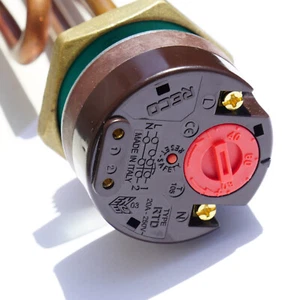 SOLAR TANK HEATING ELEMENT 3000W 1 1/4" BSP WITH ROD THERMOSTAT RTS RECO - Picture 1 of 5