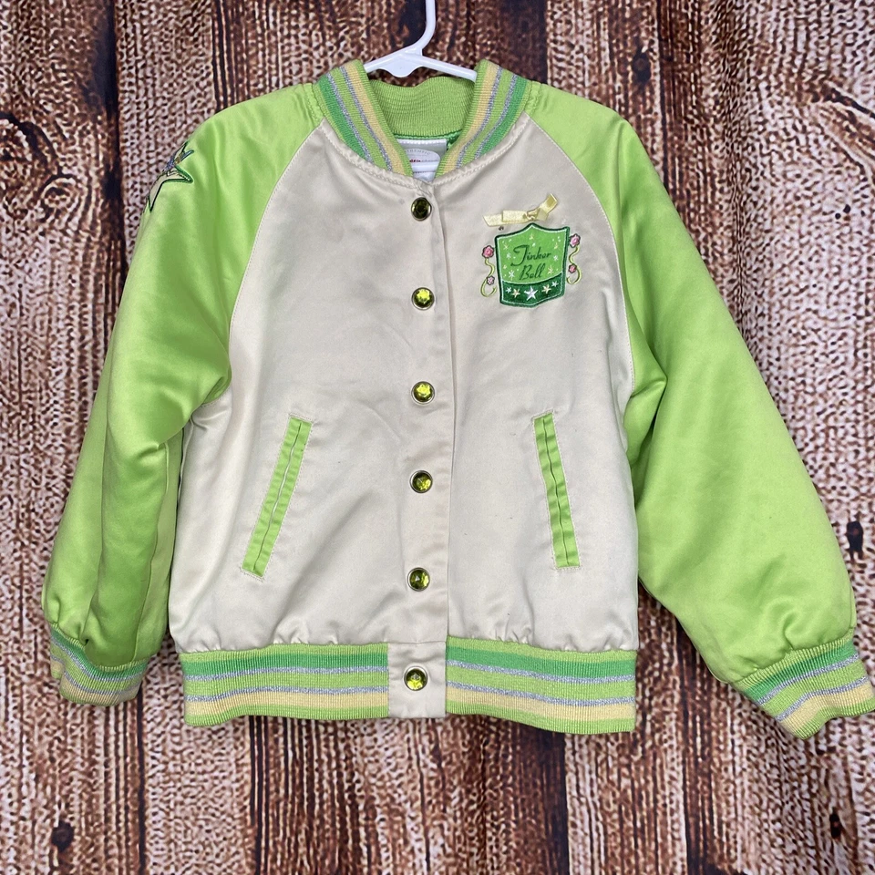 Chaqueta Bomber Satinada Campanilla The Disney Store Talla 4 Bordada Talla XS (4) Foto 1 de 4