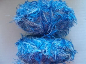 Mill End Assortment Fashion Plus eyelash yarn, blue/white, lot of 2 - Picture 1 of 2