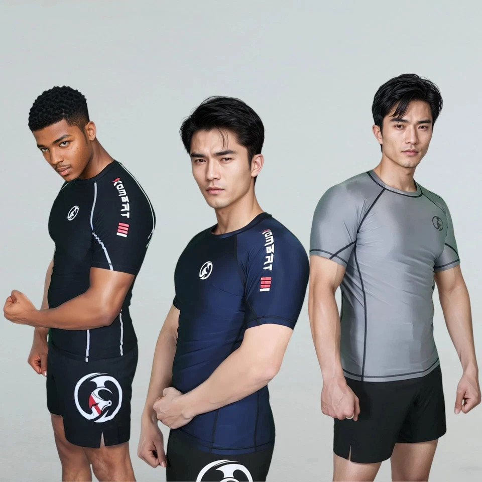 Camisa de compresión KOMBAT para hombre BJJ protección contra erupciones manga corta, MMA No-Gi Foto 1 de 4