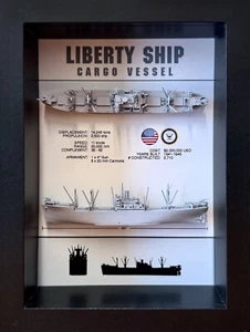 Liberty Ship Shadow Display Box, WW2, 6" x 8", Black - Picture 1 of 5