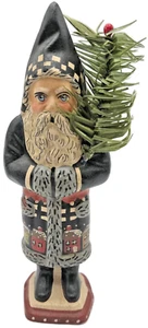 Vaillancourt Belsnickel Black Coat Village Chalkware Volkskunst Weihnachtsfigur - Bild 1 von 11
