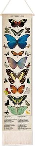 Vintage Butterfly Vertical Tapestry Wall Hanging Long Narrow Wall Art Fabric - Picture 1 of 3