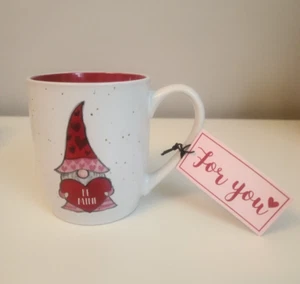 Belle Maison Gnome Be Mine White Speckled Outer Red Interior Mug Coffee Tea - Picture 1 of 11