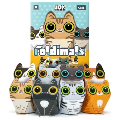 Box Buddies Foldimals Cats - Pack of 8 Cat Paper Toys
