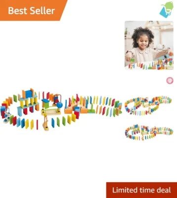 Award-Winning Dynamo Wooden Domino Set - 107 Colorful Racing Blocks for Kids - Image 1 of 4