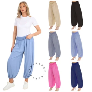 Womens Alibaba Italian Harem Baggy Ladies Long Pants Trousers UK Sizes 8-26 - Picture 1 of 7