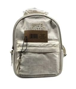 White Steve Madden Mini Backpack Logo Print & Mesh Pockets NWT Diaper Bag - Picture 1 of 12