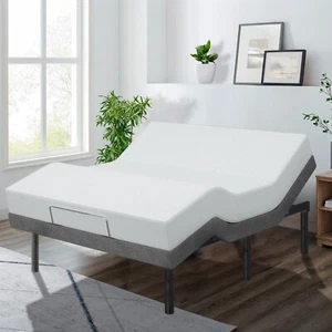 Renanim Adjustable Queen Bed Frame with Massage Dual, USB with 12 inch Mattress - Picture 1 of 6