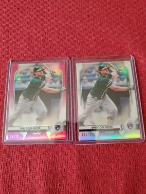 2020 BOWMAN STERLING Sheldon Neuse PINK REFRACTOR 16/75 + Base refractor 186/199 - Image 1 of 2