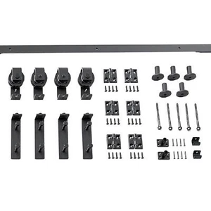 5FT Sliding Barn Door Hardware Closet Track Kit for Double Door Black - Picture 1 of 8