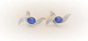 Beautiful 3.80 CT Oval Cut Sapphire 935 Argentium Silver Men Classic Cuff Links - Picture 1 of 9