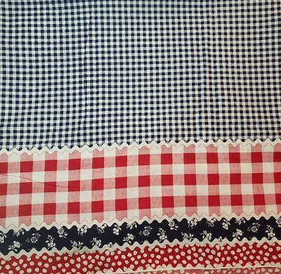 New Vtg Multi Pattern Red Buffalo Check Blue Gingham & Floral Fabric 44"x5.3 yds - Image 1 of 4
