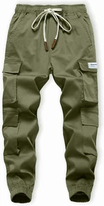 TLAENSON Boys Cargo Pants Cotton Casual Pants Drawstring Loose Jogging Bottoms E - Picture 1 of 12