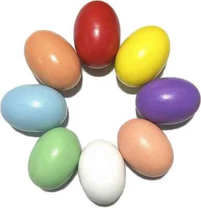 Easter Wooden Eggs Decorations - 8 Colors Wood DIY Faux Egg Crafts... - Picture 1 of 7
