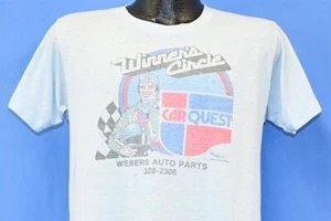 vtg 70s JOHNNY RUTHERFORD INDY 500 WINNERS CIRCLE CAR QUEST AUTO PARTS t-shirt M - Picture 1 of 6