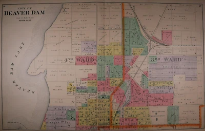 Old 1890 Plat Map ~ CITY of BEAVER DAM (NORTH), DODGE Co., WISCONSIN (Lg17x28) - Image 1 of 4