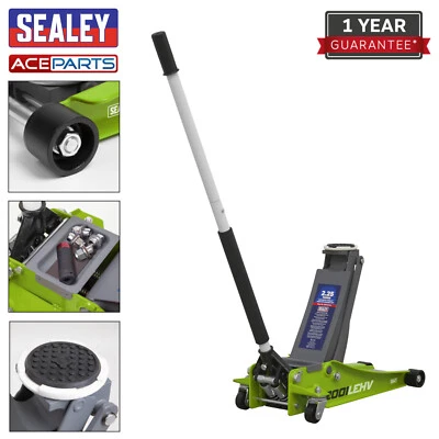 Sealey 2001LEHV 2 tonne Ton Low Entry Rocket Lift Trolley Jack Hi Vis Green Lift - Image 1 of 4