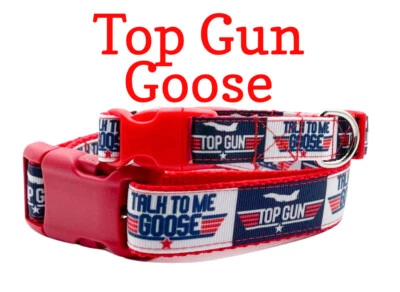 Top Gun GOOSE dog collar adjustable buckle 1" or 5/8" wide or leash Movie