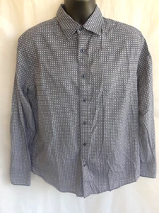 Camisa SQ Wear Para Hombre Talla L Estampado Azul Manga Larga Puño Coordinador 100% Algodón - Imagen 1 de 8