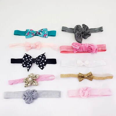 Infant Baby Newborn Toddler Girls Headbands Lot of 10 Multi Colors Bows Flowers - Image 1 of 4