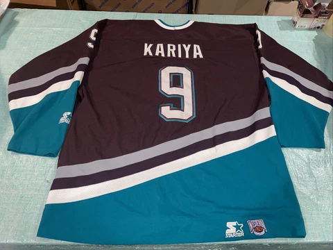 Adult Xxl Starter Anaheim Mighty Ducks Paul Kariya Jersey Purple CleaN Sewn 90s Cover