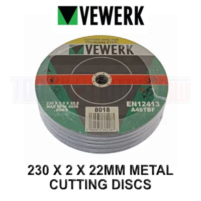 VEWERK 25 Pack of 230 x 2 x 22mm Metal Cutting Discs for Metals 8018