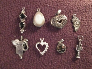 (8)  VINTAGE ALL MARKED STERLING SILVER PENDENTS & CHARMS  - Picture 1 of 5