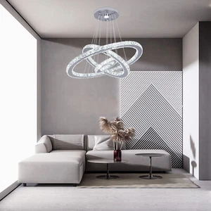 Modern Crystal Chandelier LED Pendant Lights Living Room Bedroom Ceiling Light - Picture 1 of 22