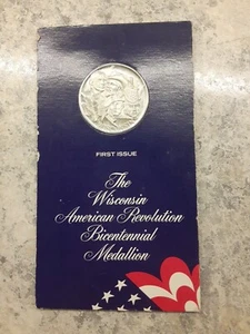Sterling Wisconsin American Revolution Bicentennial Medallion 31gr Lincoln Mint - Bild 1 von 9