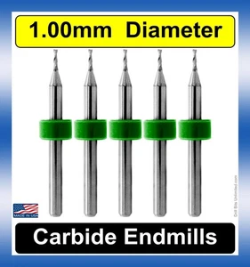 1.0mm End Mill 2-Flute 5-Pieces Premium Carbide Made in USA 1mm 1.00mm UMT110 - Picture 1 of 5