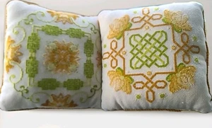 Vintage decorative pillow Handmade embroidered & French Knott Stitching - Picture 1 of 10