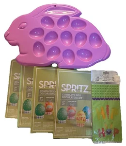 4 pks Spritz Complete Egg Decorating Kits & 20 Cello Bags w/ Bunny Egg Holder - Picture 1 of 8