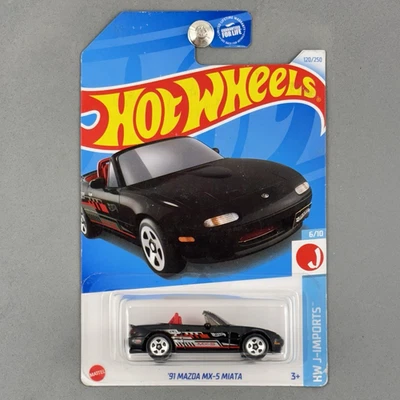 Hot Wheels '91 Mazda MX-5 Miata Black HW J-Imports 6/10 120/250 - Image 1 of 4