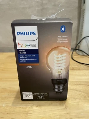 Philips Hue Amber Single Filament A19/E26 Smart Edison LED Bulb 530 Lumen - Image 1 of 3