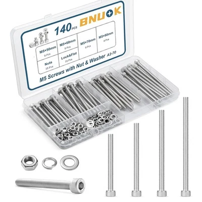 M3 M4 M5 Cabeza de enchufe hexagonal Tornillos Pernos Tuercas Arandelas Kit de surtido (8-100 mm)  Foto 1 de 4