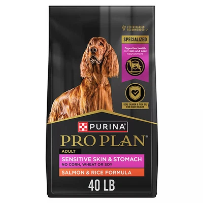Comida seca para perros Purina Pro Plan piel sensible y estómago fórmula de salmón y arroz 40 lb Foto 1 de 4