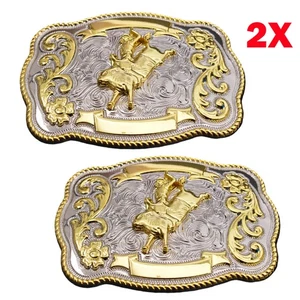 2x Rock Bull Ride Long Huge Rodeo Big Cowboy Texas Western Glanz Gürtelschnalle USA - Bild 1 von 11