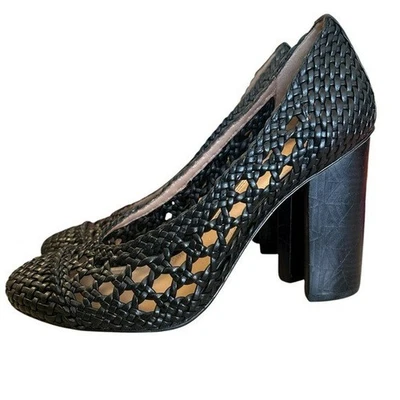 Zapatos de salón Tory Burch Grove Pump de cuero tejido negro - talla 8,5 Foto 1 de 4