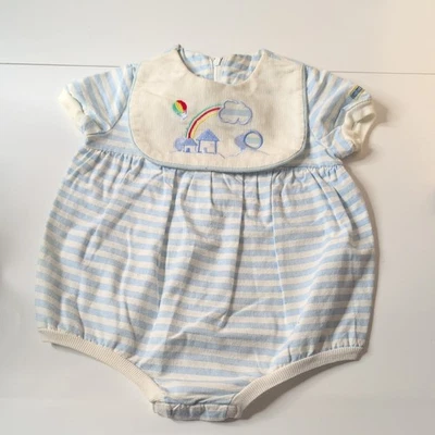 Mameluco Burbuja Bebé Vintage 3 Meses Bordado Arco Iris Rayas  Foto 1 de 4