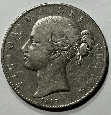 Great Britain 1847 1 Crown Silver Coin KM 741 - Image 1 of 4