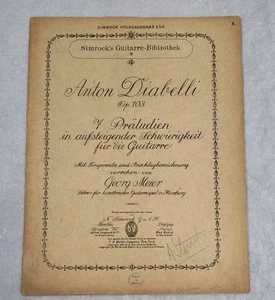 Anton Diabelli Op. 103 Sheet Music Classical Spanish Guitar Vtg 1925 Simrock  - Picture 1 of 3