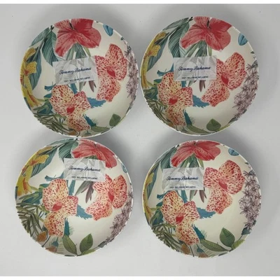 Tommy Bahama Melamina Tropical Estampado Floral Juego de 4 Cuencos NUEVO Foto 1 de 3