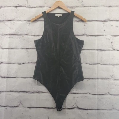 Body Good American para mujer talla 2 negro imitación cuero frontal sin mangas cierre a presión Foto 1 de 4