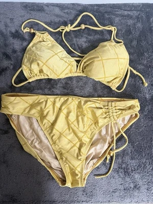 Isaac Mizrahi Talla Grande Mujer Oro Brillo Tela Dos Piezas Bikini Traje De Baño Foto 1 de 4