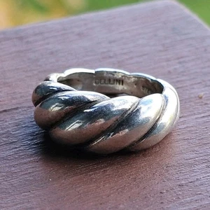 Vintage Cellini Sterlingsilber gedrehter geflochtener Bandring Größe 5,75 8,86 g - Bild 1 von 17