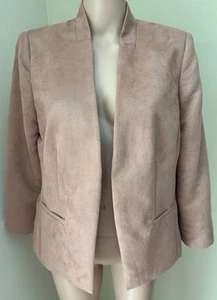 Chico's Faux Suede Mauve Jacket Open Front Lined Size 1 (8-10) L/S - Picture 1 of 3