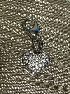 Origami Owl Silvertone Silvertone Dangle Charm Crystal Heart - Bild 1 von 4