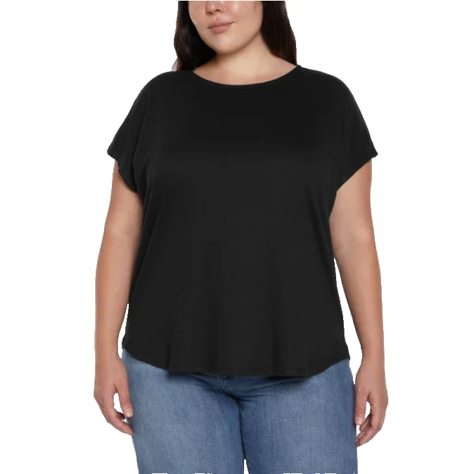 Orvis Women's Scoop Neck Pima Cotton Elbow Sleeve Top Black Large