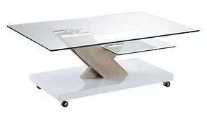 Arne 29 Coffee Table White Sonoma Oak Glass New Boxed - Picture 1 of 1